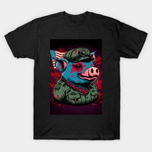 Psychedelic Pig with Flag T-Shirt